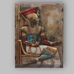 Ancient Egyptian Pharaoh Relief Hieroglyphic Stone Carving Canvas Wall Art Print Decor Picture Ready To Hang