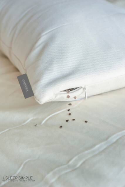 Buckwheat Pillow Adjustable Fill Gots Cotton Cover Firm Support Usa Made - image 1