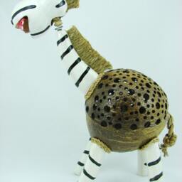 Table Lamp Zebra Black White Animal Coconut Shell Bedroom Floor Light Wooden Garden Handmade - thumbnail 2