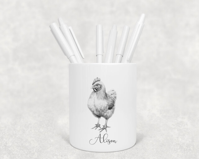 Personalised Pencil Drawing Sketched Chicken Pot, Ideal Gift, Birthday - image 1