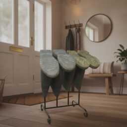 The Milton Round Bar Welly Rack - Hand-Forged Wrought Iron Boot Stand Fully Welded Mud-Room Organiser 2 3 4 5 Pair Made in UK - thumbnail 3