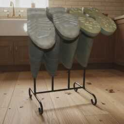 The Milton Round Bar Welly Rack - Hand-Forged Wrought Iron Boot Stand Fully Welded Mud-Room Organiser 2 3 4 5 Pair Made in UK