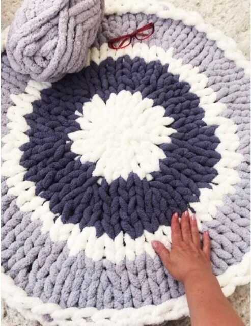 Rug, Round Knitted Circular Chunky Chenille Rug - image 1