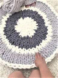 Rug, Round Knitted Circular Chunky Chenille Rug - thumbnail 2