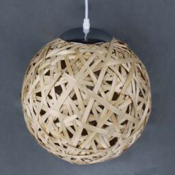 Sphere Bamboo Pendant Light Natural Woven Lighting Fixture, 3 Diameter Options - thumbnail 3