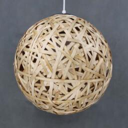 Sphere Bamboo Pendant Light Natural Woven Lighting Fixture, 3 Diameter Options - thumbnail 2