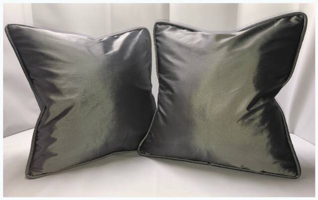 Silver Solid Fabric With Self Welt Custom Pillow - image 1