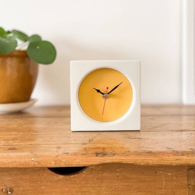 Concrete/Cement Grey & Mustard Desk Clock - Handmade - image 1