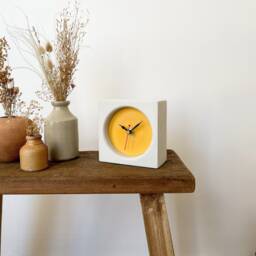 Concrete/Cement Grey & Mustard Desk Clock - Handmade - thumbnail 3