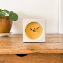 Concrete/Cement Grey & Mustard Desk Clock - Handmade