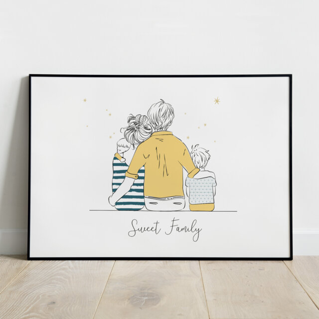 Personalized Family Poster, Baby/Children's Room Decoration, Birth Gift, Father's Day Custom Name, Artprint - image 1