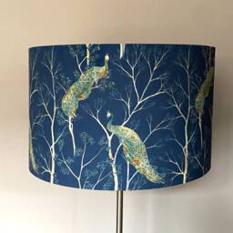 Celina Digby Luxury Super Soft Touch Velvet Lampshade - Available For Ceiling Light, Standard Lamp Or Table Peacock Blue & Gold - thumbnail 3