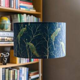 Celina Digby Luxury Super Soft Touch Velvet Lampshade - Available For Ceiling Light, Standard Lamp Or Table Peacock Blue & Gold - thumbnail 1