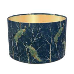 Celina Digby Luxury Super Soft Touch Velvet Lampshade - Available For Ceiling Light, Standard Lamp Or Table Peacock Blue & Gold - thumbnail 2