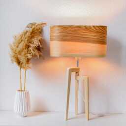 Olive Wood Table Lamp, Bedside Lamp For Farmhouse Decor, Elegant Standing Living Room Decor - thumbnail 4