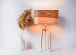 Olive Wood Table Lamp, Bedside Lamp For Farmhouse Decor, Elegant Standing Living Room Decor - thumbnail 1