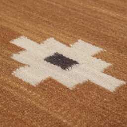 Handwoven Wool Kilim Rug Modern Mustard Diamond Runner - thumbnail 3