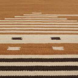 Handwoven Wool Kilim Rug Modern Mustard Diamond Runner - thumbnail 2
