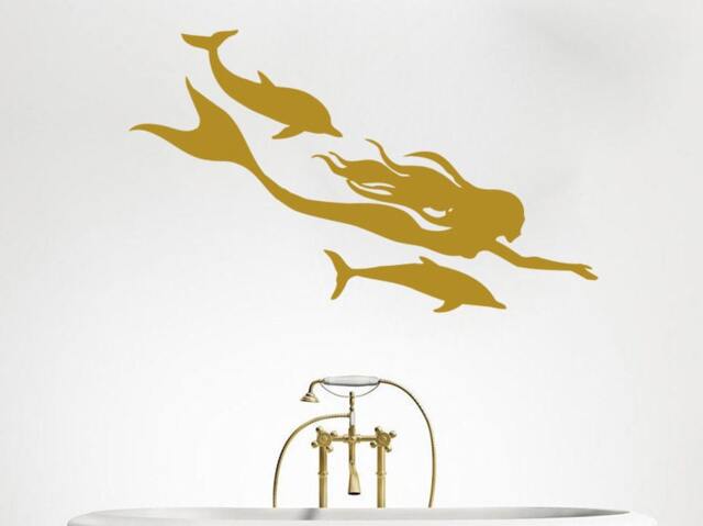 Mermaid Wall Decals Nautical Sea Ocean Dolphin Decal Vinyl Sticker Bathroom Nursery Home Decor Art Mural Ms696 - image 1