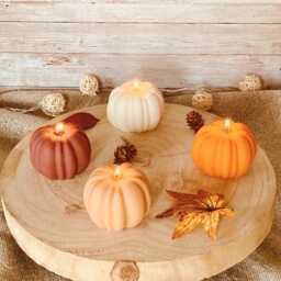 Pumpkin Candle. Autumn Spiced Pumpkin Scented Halloween Candles. Decorations - thumbnail 1