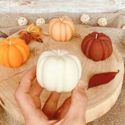 Pumpkin Candle. Autumn Spiced Pumpkin Scented Halloween Candles. Decorations - thumbnail 2