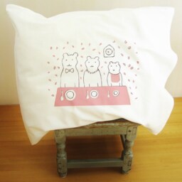 "Hand Printed Bear Pillow Case Cotton Nursery Decor 20"" X 24" - thumbnail 2