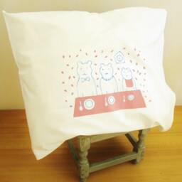 "Hand Printed Bear Pillow Case Cotton Nursery Decor 20"" X 24" - thumbnail 4