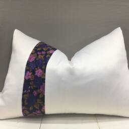 Floral Ikat Pillow Cover, Handwoven Silk Accent - 16x24 - thumbnail 2