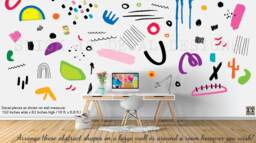 Wall Decal, Wall Stickers, Kids Room Decor, Dorm Repositionable, Peel & Stick, Matisse Like Shapes Art, Colorway #1 - thumbnail 1