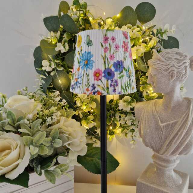 Cordless Touch Lamp. Beautiful Decoupaged Tall Floral Meadow Usb Rechargeable Table Lamp.portable - image 1