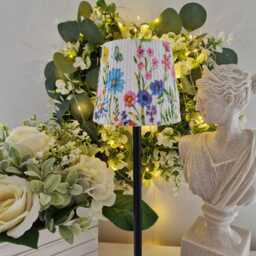 Cordless Touch Lamp. Beautiful Decoupaged Tall Floral Meadow Usb Rechargeable Table Lamp.portable
