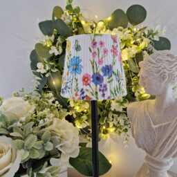 Cordless Touch Lamp. Beautiful Decoupaged Tall Floral Meadow Usb Rechargeable Table Lamp.portable - thumbnail 2