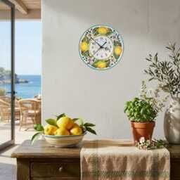 Italian Ceramic Wall Clock Decorated Lemons Hand Painted Made in Italy Tuscan Art Pottery - thumbnail 2