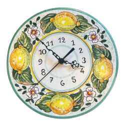 Italian Ceramic Wall Clock Decorated Lemons Hand Painted Made in Italy Tuscan Art Pottery - thumbnail 1