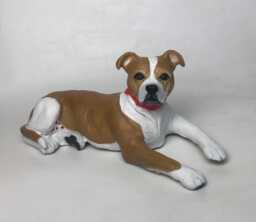 Custom Clay Staffordshire Bull Terrier Sculpture Pet Memorial Portrait - thumbnail 1