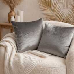 Set Of 4 Silver Velvet Cushion Covers - 18x18 - thumbnail 2