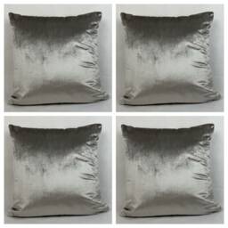 Set Of 4 Silver Velvet Cushion Covers - 18x18 - thumbnail 3