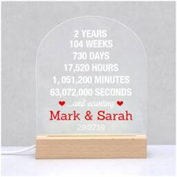 2nd Anniversary Gift For Husband Wife, Personalised Led Night Light Sign, Wedding Anniversary, 2 Year Boyfriend - thumbnail 3