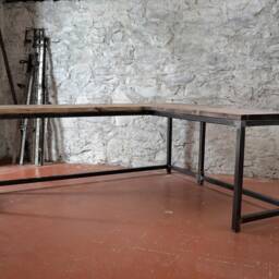 Industrial Corner Desk - Handmade Reclaimed Wood L-Shaped Custom Home Office Furniture Rustic Workstation - thumbnail 2