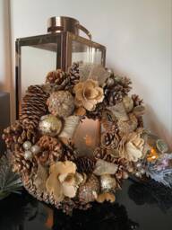 Christmas Gold Door Wreath Decoration Artificial Traditional Foliage Autumn Xmas Home Decor Decorative Festive - thumbnail 1