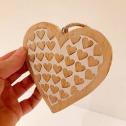 Wooden Carved Hanging Heart With Detail - Decoration Wall Decor Rustic - thumbnail 2