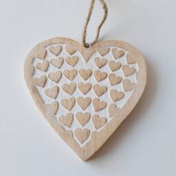 Wooden Carved Hanging Heart With Detail - Decoration Wall Decor Rustic - thumbnail 3