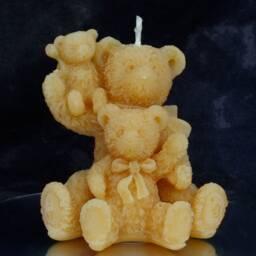 Teddy Bear Family Beeswax Candle/100% Natural Birthday Gift Event Valentines Girlfriend Boyfriend Animal - thumbnail 2