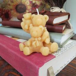 Teddy Bear Family Beeswax Candle/100% Natural Birthday Gift Event Valentines Girlfriend Boyfriend Animal - thumbnail 3