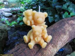 Teddy Bear Family Beeswax Candle/100% Natural Birthday Gift Event Valentines Girlfriend Boyfriend Animal