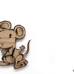 Little Mouse Engraved Wood - Kids Nursery Room, Baby Room Wall Clock - thumbnail 2