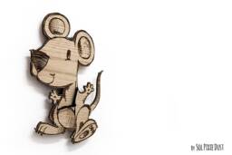 Little Mouse Engraved Wood - Kids Nursery Room, Baby Room Wall Clock - thumbnail 1