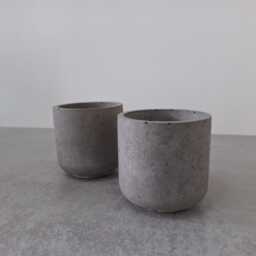 Mini Pots/Planters in Dark Gray Concrete - Sold Sets Of 2 - thumbnail 2