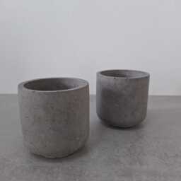 Mini Pots/Planters in Dark Gray Concrete - Sold Sets Of 2 - thumbnail 3