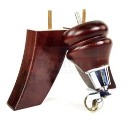 Solid Wood Furniture Feet 2 With Chrome Castors Curved Back Legs 140mm High For Sofas Chairs Stools Cabinets & Beds M8 - thumbnail 2